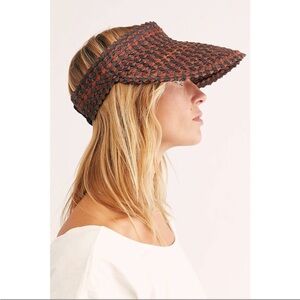 Free People Island Hopper Speckled Straw Visor - Rust/Black/Brown
